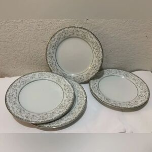 Noritake China  Oxford 5767 Floral Platinum Trim Salad Plate 8.25"